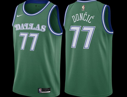 Men's Dallas Mavericks #77 Luka Doncic Green City Edition Stitched Basketball Jersey